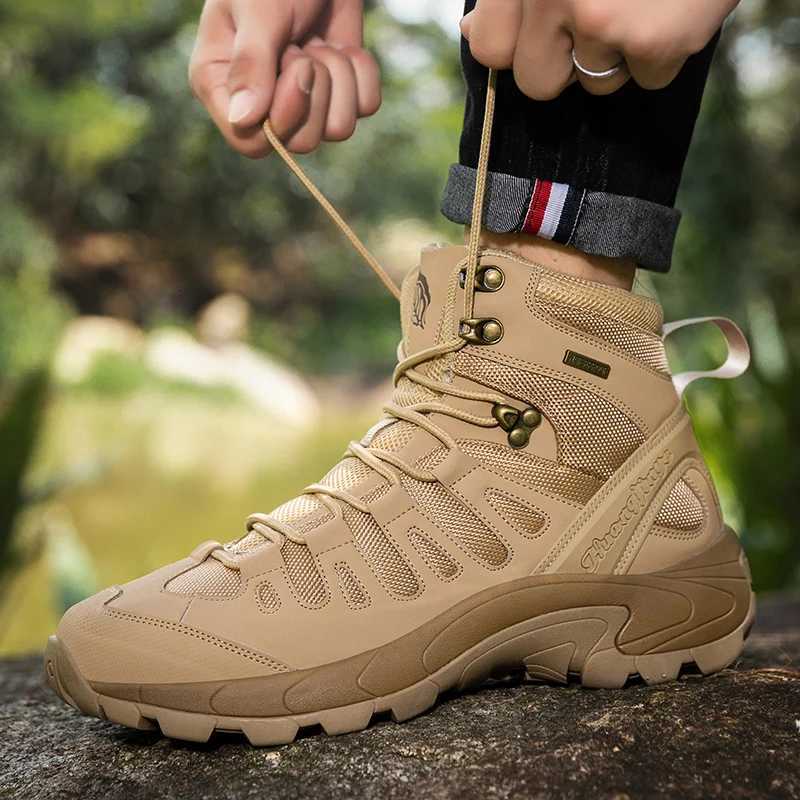 Mens Hiking Shoes Outdoor Mountain Training Anti Slip Winter Desert Boots Thick Sod Shockabsoing Comfortab Men Work Shoes Y251015