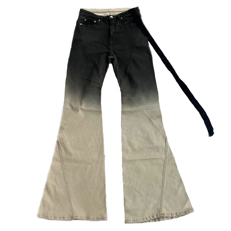 High Street Mens Pants Black and Yellow Gradient Jeans for Men Wear Full Length Denim Cargo 251010