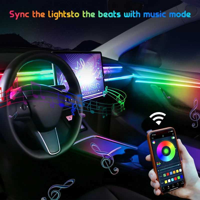 22 in 1 18 in 1 64 Color RGB Symphony Car Atmosphere Interior LED Acrylic Guide Fiber Optic Universal Decoration Ambient Lights X251015