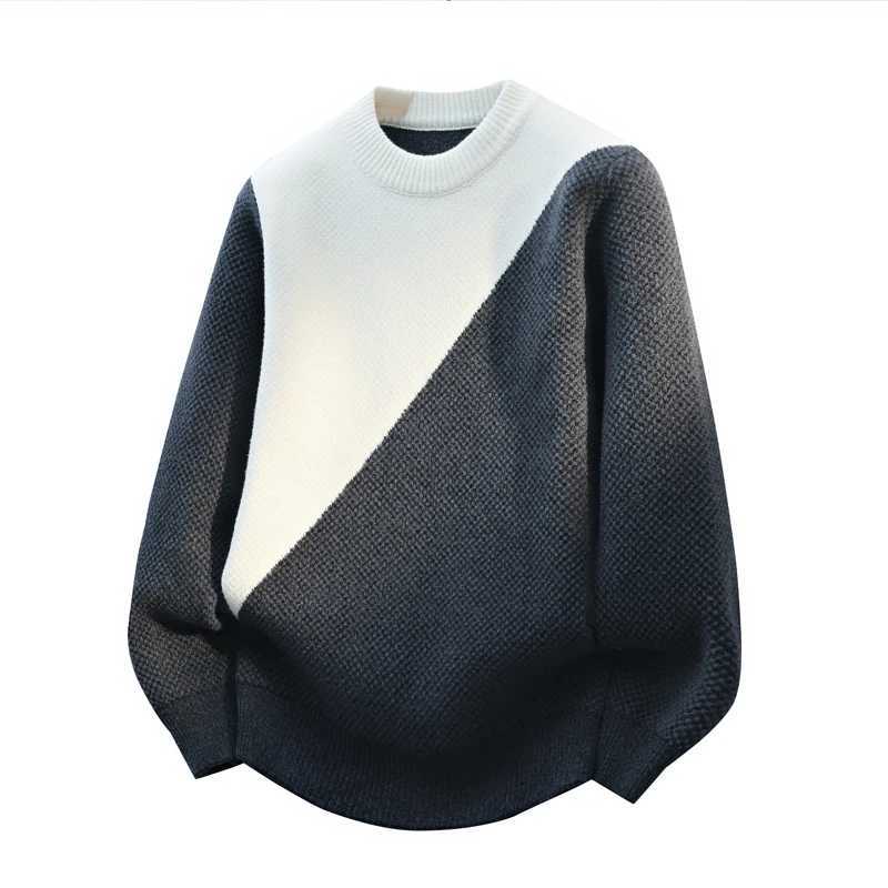 Simple Style Pullover Cardigan Male 2025 New Patchwork Design Knit Sweater Autumn Winter Multi Size Oversized Clothing for Man J251015