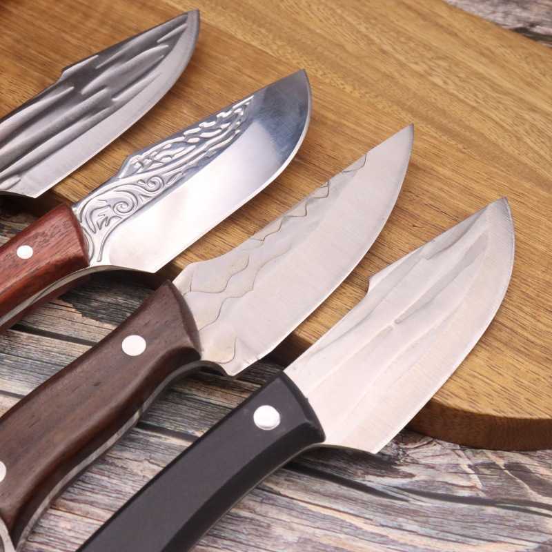 Handheld Meat Knife Multifunctional Forged Hammer Pattern Knife Camping Portable Small Straight Knife Portable Outdoor Fruit Knife H251015