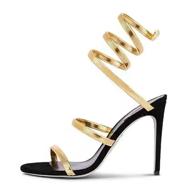 Eilyken Gold Silver Thin High Heels Ankle Strap Women Sandals Sexy Narrow Band Open Toe Stripper Prom Female Shoes 251014