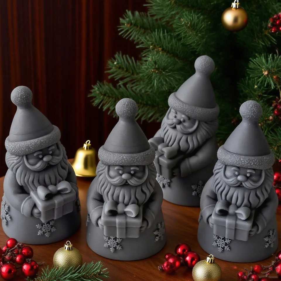 DIY Christmas Candle Silicone Mold Snowflake Santa Claus Aroma Candle Plaster Resin Decoration Mould Candle Making Supplies C251015