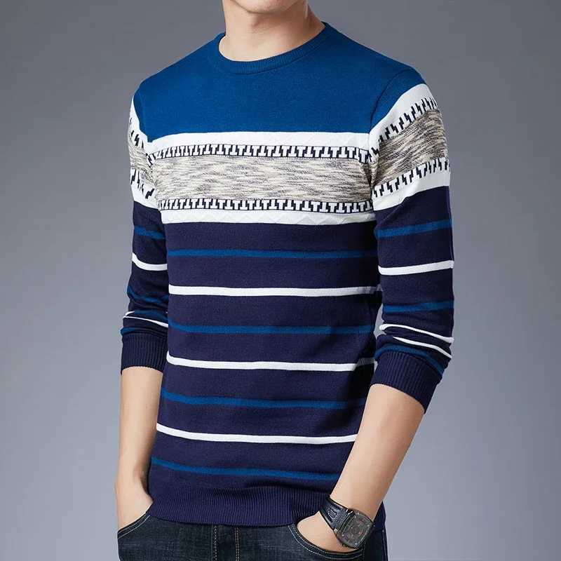 Long sleeved pullover sweater for fashionable mens casual autumn and winter long sleeved knit shirt for men J251015