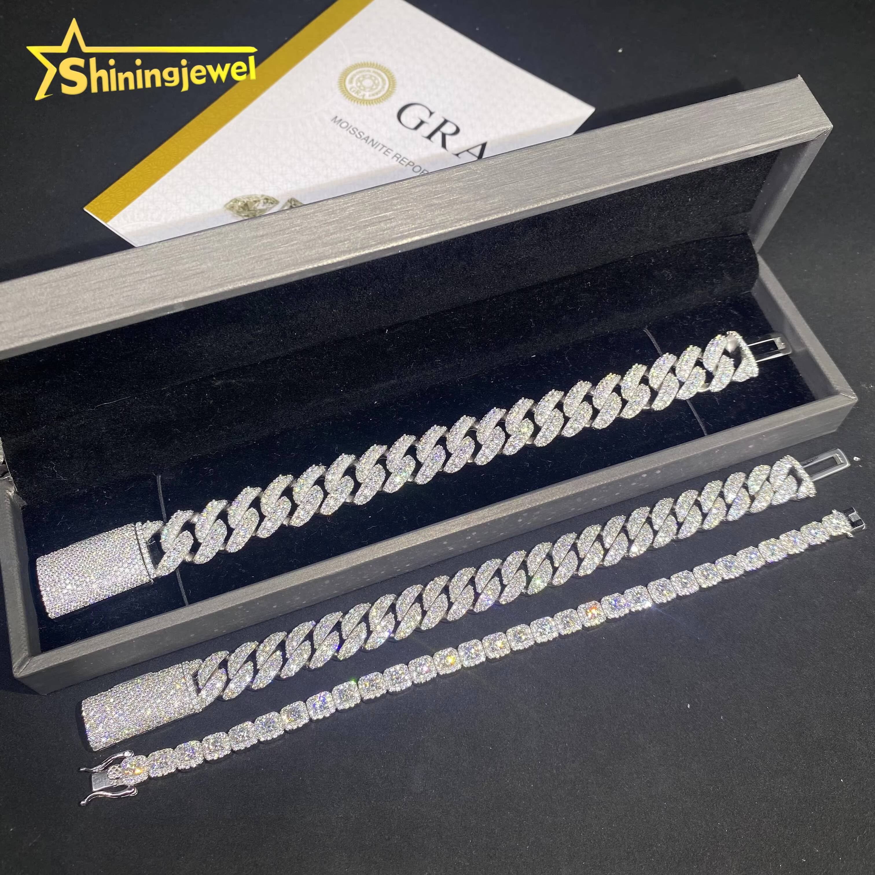 3Styles Pass Diamond Tester Iced Out Bracelet Fine Hip Hop Diamond Jewelry 925 Silver VVS D Moissanite Cuban Link Chain Bracelet