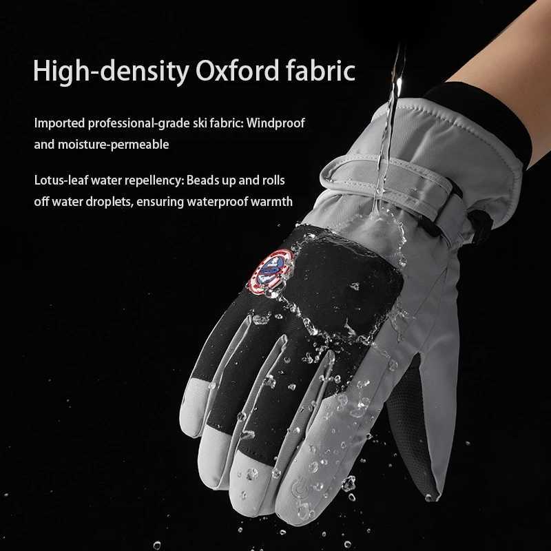 Ski gloves for men and women in winter outdoor sports cycling waterproof cold warm cotton gloves Y251015
