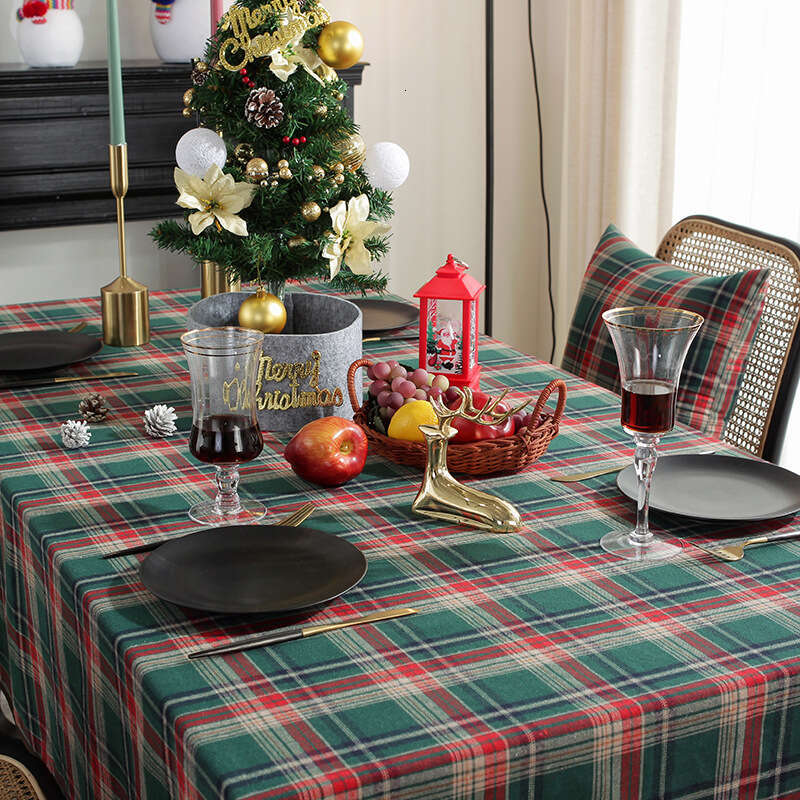 Fashionable tablecloth New Designer American Christmas Tablecloth Fabric Nordic Carnival Coffee Cloth Plaid Dining Mat New Year Table Cover