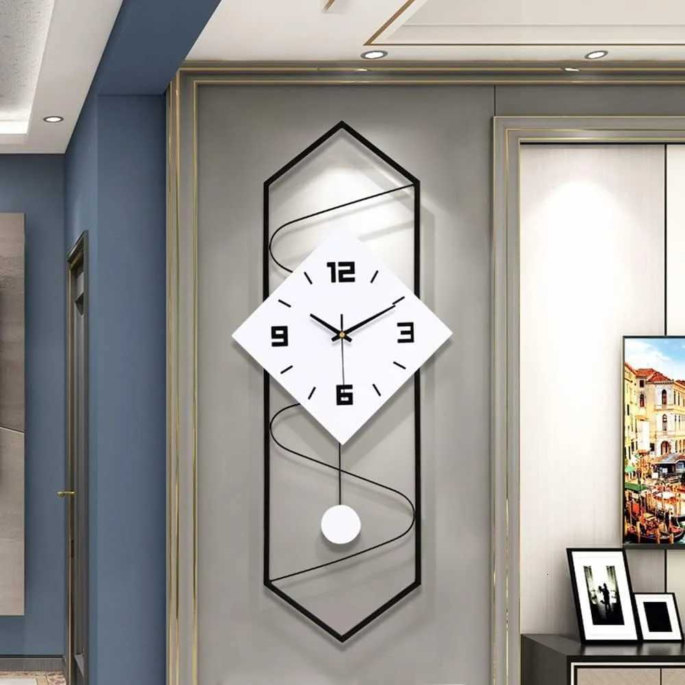 Swing Quartz Silent Wall Clock Metal Modern Wall Clock Large Pendulum Wall Clock Home Decor Clock with Hook C251015