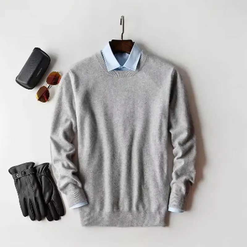 Cashmere Cotton Blended Pullover Men Sweater 2024 Autumn Winter Classic Round Neck Allmatch Jumper Pull Homme Knitted Sweaters J251015