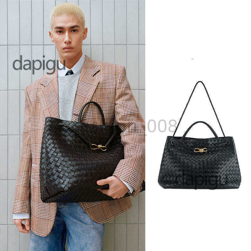 Old money style woven tote bag Andiamo commuting briefcase versatile cowhide large handbag