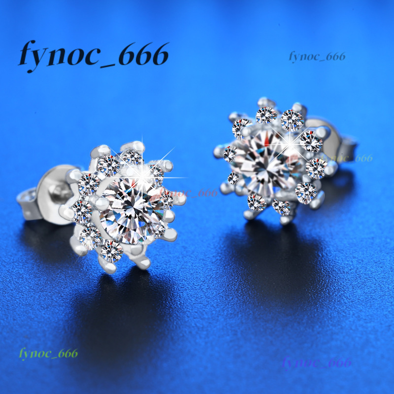 Live Eight Hearts Eight Arrows Moissanite Silver Sunflower Earrings for Women Flower Temperament Girls Earrings Gift Ear Jewelry