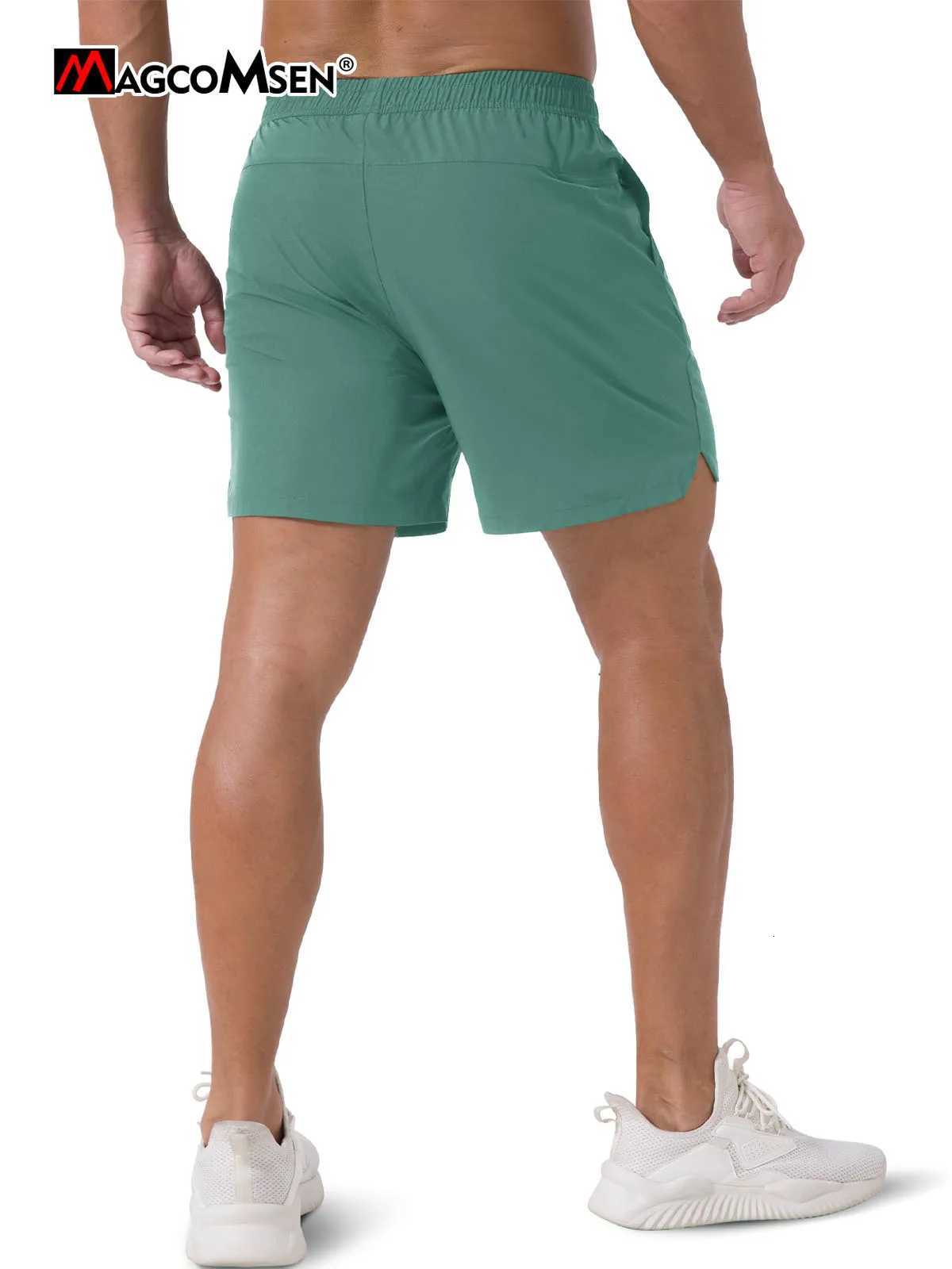 MAGCOMSEN Mens Running Shorts Summer Elastic Breathable Drawstring Pocket Shorts QuickDry Lightweight Water Resistan ShortsT251015