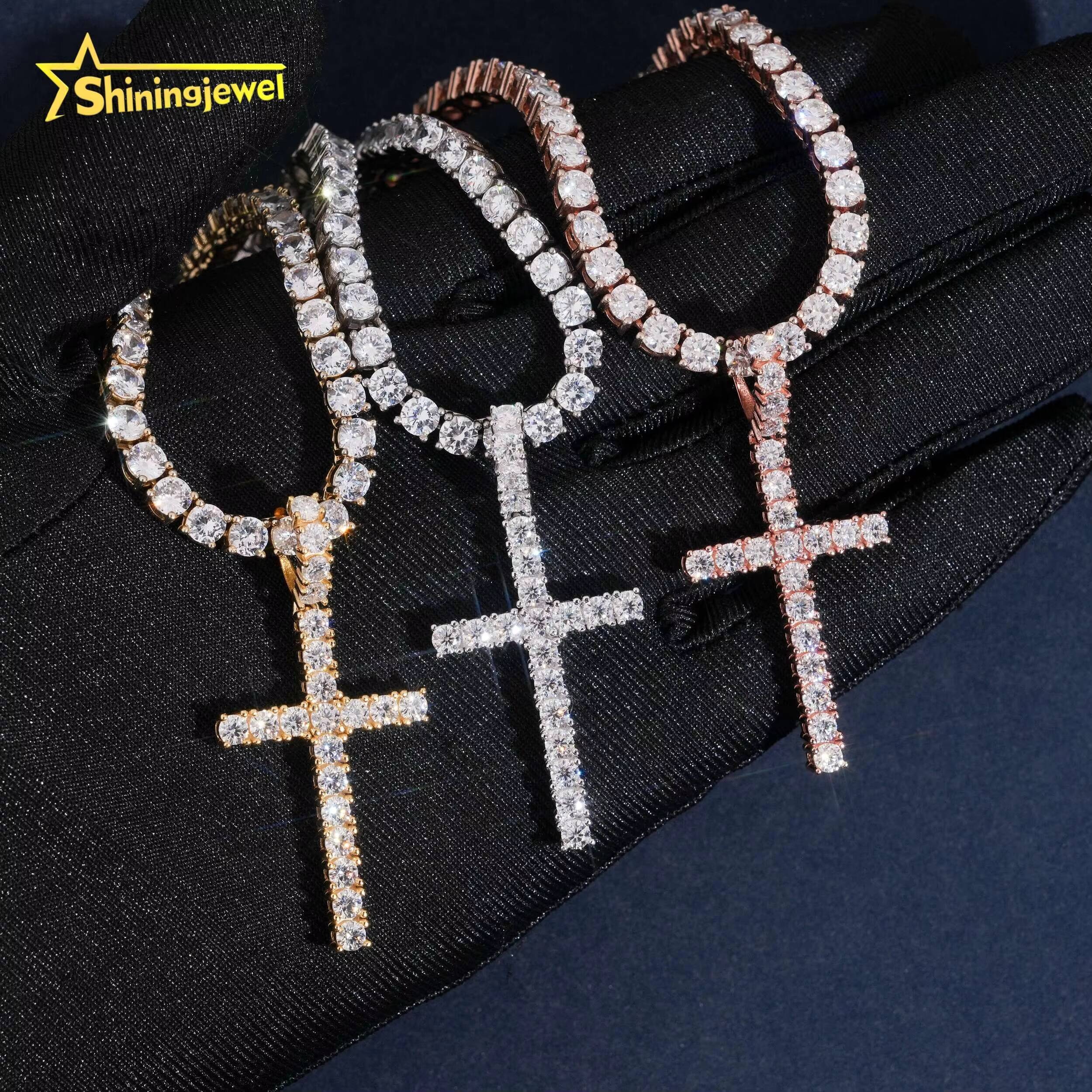 Hip Hop Diamond Jewelry Men Top Quality Hot Selling 925 Silver Moissanite Cross Pendant