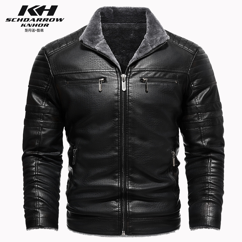 iSurvivor Men Winter Thick Fleece PU Leather Jackets Coats Hombre Male Casual Fashion Slim Fit Large Size Zip Jackets Men 201218