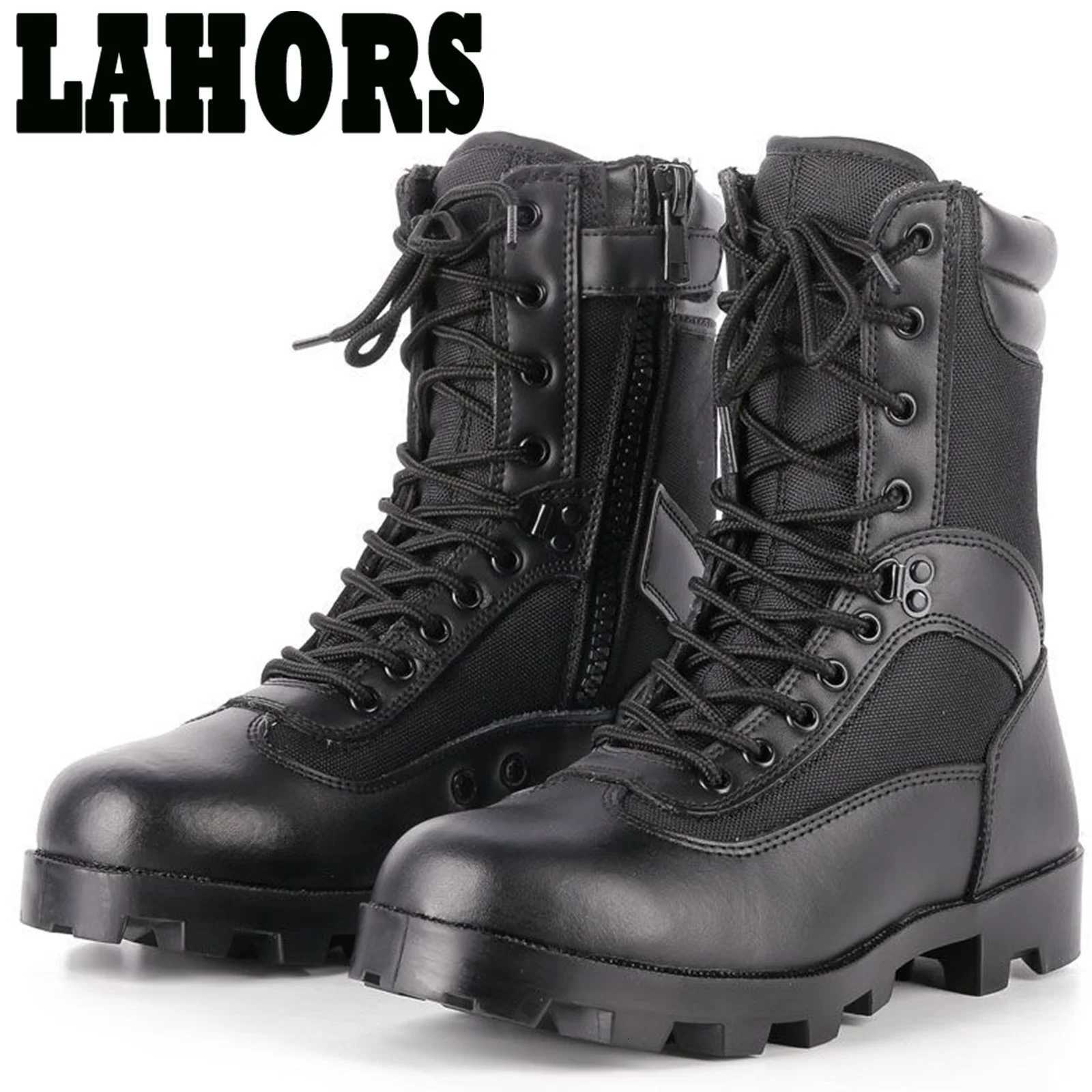 LAHORS Cowhide Man Tactical Boots Sport Hiking Shoes Outdoor Ank Desert Combat Boots Work Safety Shoes Botas Hombre Y251015