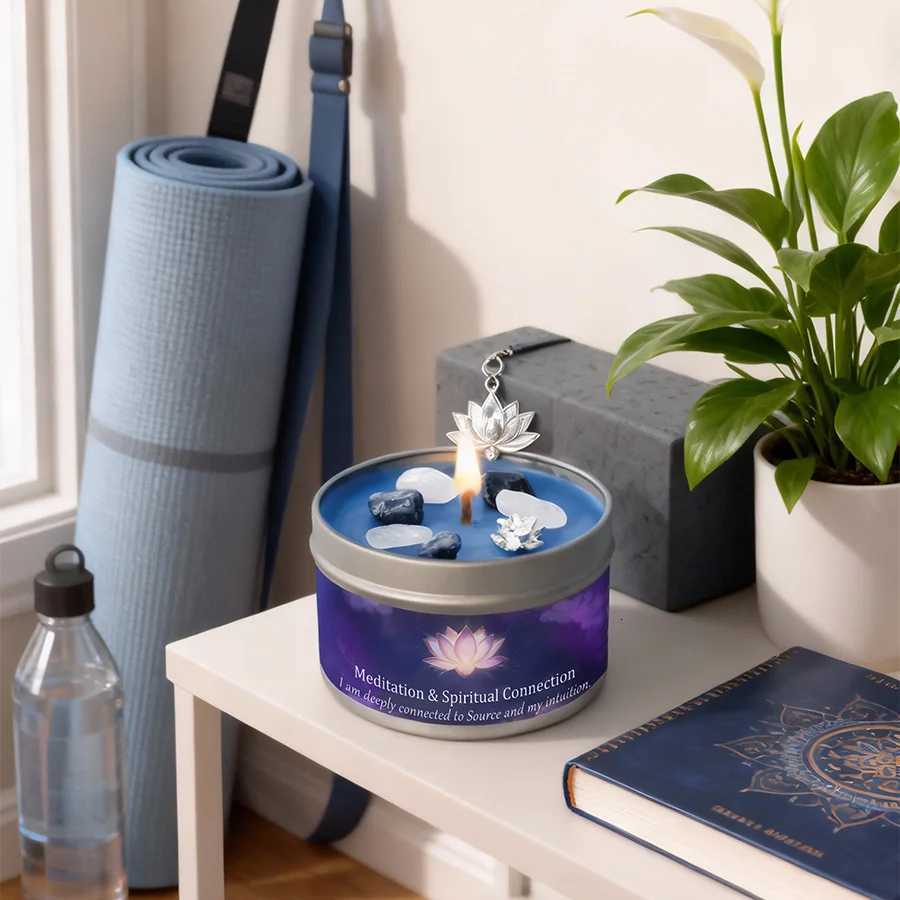 3oz Divine Guidance Scented Candle with Crystalsfor Gifting to Female Friends Perfect for Christmas Halloween Home Use C251015