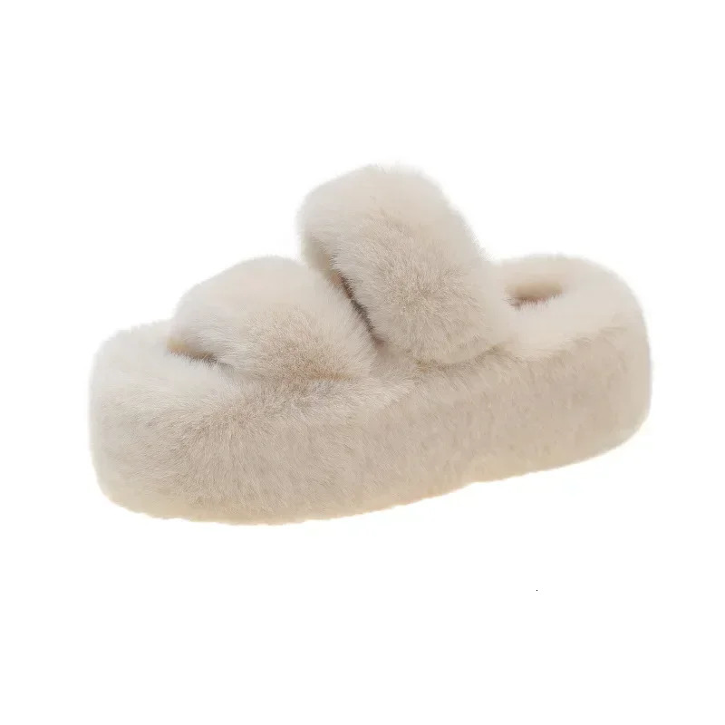 Winter Womens Plush Slippers Outdoor Warmth Korean Fashion Shoes Thick Sole Cotton Slippers for Women home shoes 251013