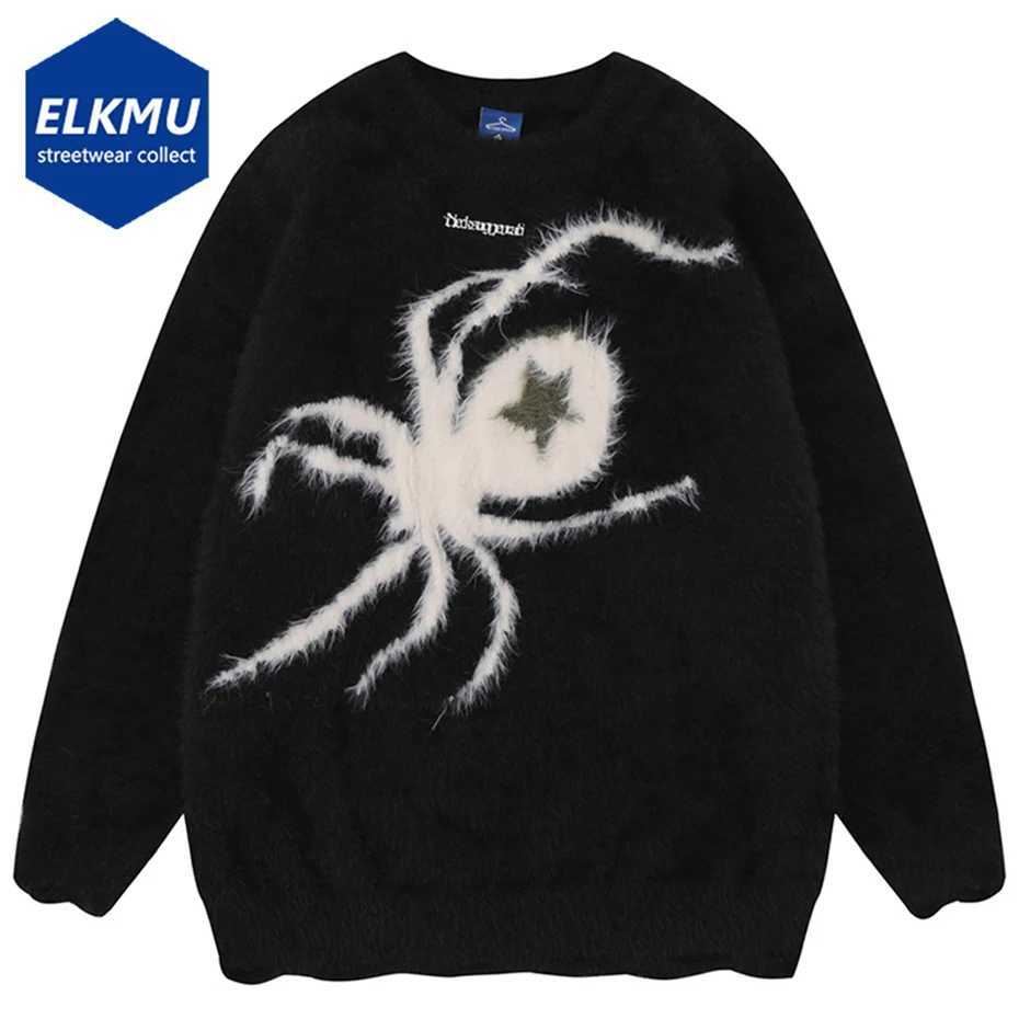 Star Spider Sweater Goth Punk Harajuku Hip Hop Streetwear Sweaters Men 2023 Fall Winter Oversized Knitted Jumper Pullover Black J251015