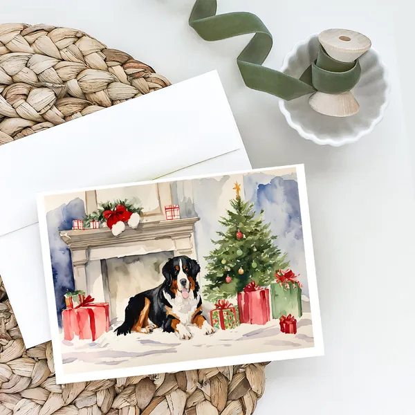 Bernese Mountain Dog Christmas Greeting Cards Pack of 8 Blank Cards with Envelopes Whimsical A7 Size 5x7 Blank Note Cards