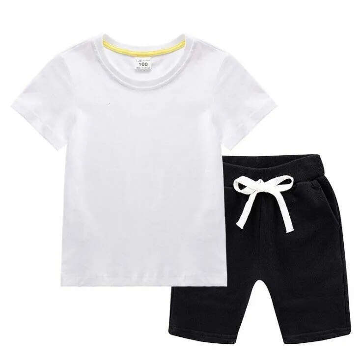 2pcs Kids Brand Clothing Sets Summer Baby Boy Sport Outfits Children 100% Cotton Blue T-Shirt Shorts Set for Toddler Girls