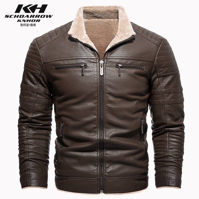 iSurvivor Men Winter Thick Fleece PU Leather Jackets Coats Hombre Male Casual Fashion Slim Fit Large Size Zip Jackets Men 201218