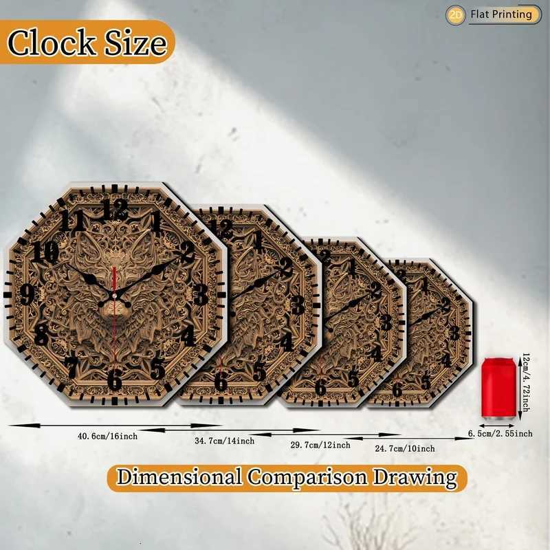 Unique 2DFlat Golden Wolf Head Analog Clock for Bedroom Office Home Weddings Mothers Day Holiday Gifts C251015