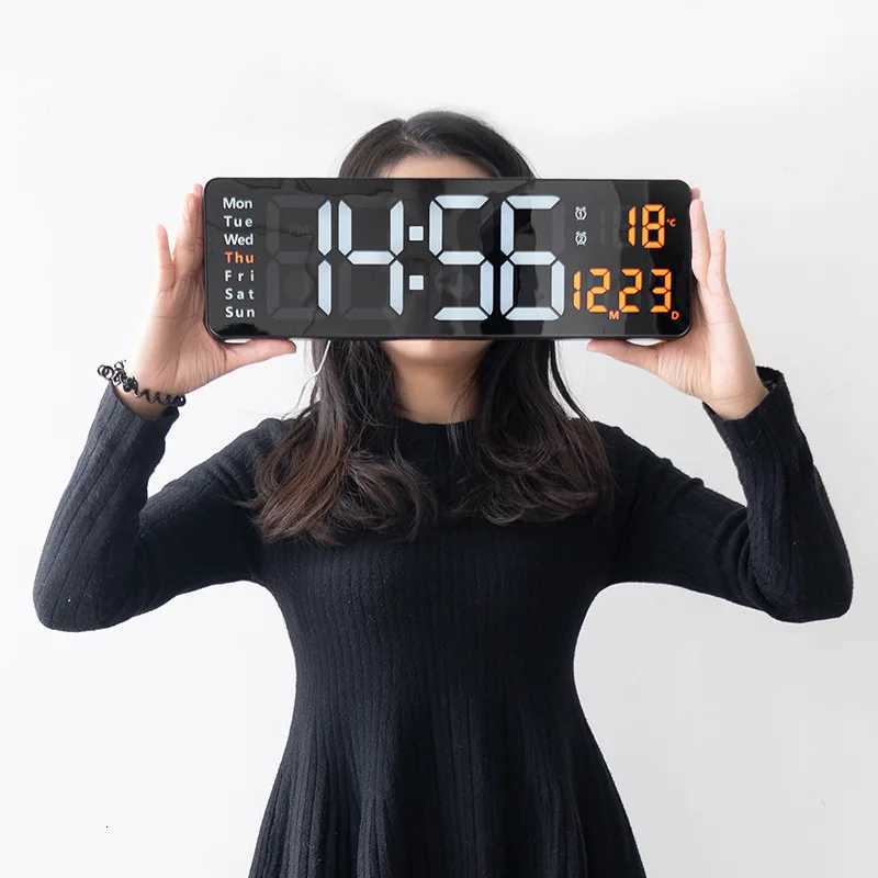 Wall Mounted Electronic Clock Multifunctional Large Font Rectangular Clock Alarm Clock Can Be Hung or Freely Placed C251015