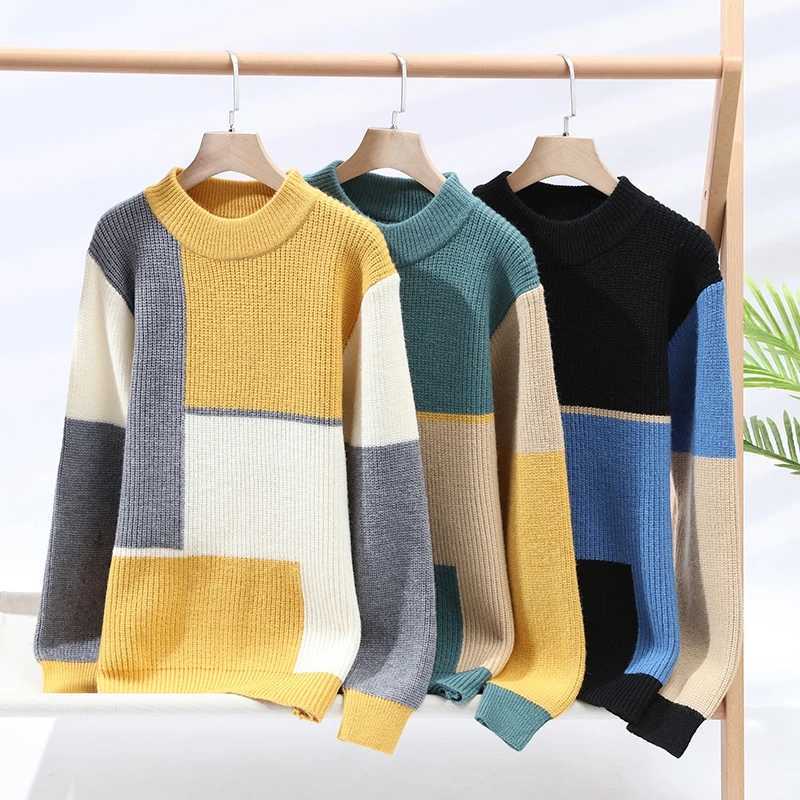 Color Matching Winter Knitted Sweater Highquality New Pullover Loose and Warm Thick Street Autumn Wool 2023 New J251015
