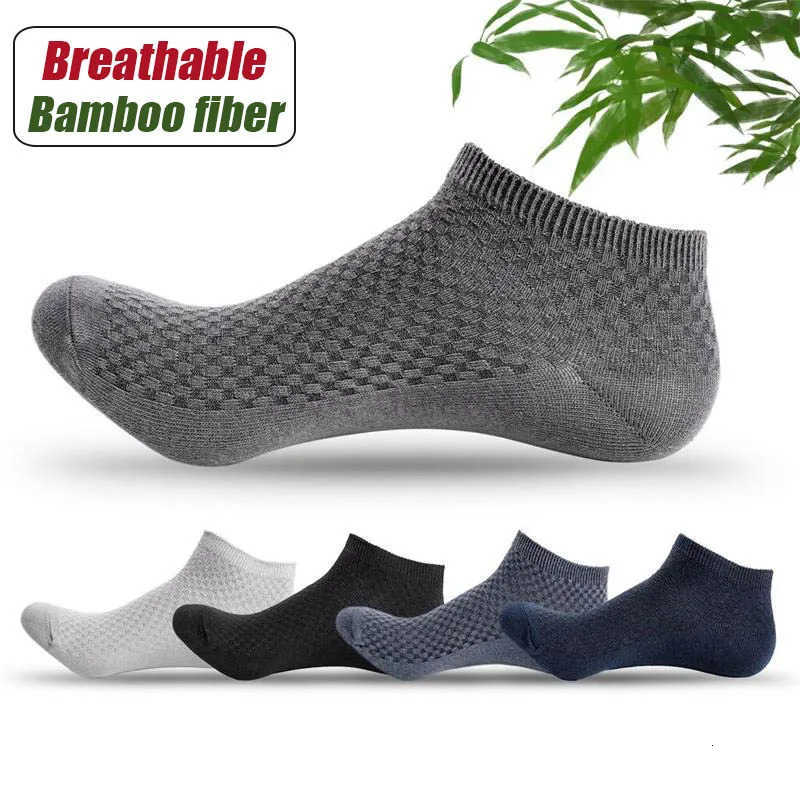 5PairsMens Bamboo Fabric Socks High Quality Bamboo Fiber Casual Socks Breathable Antibacterial Deodorant Mens Ankle SocksEU45 T251015