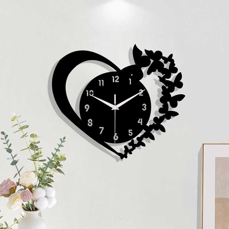 Heart shaped frameless design acrylic silent clock living room bedroom home decoration Mothers Day New Year Easter gift C251015