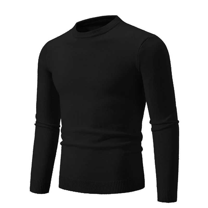 Autumn Mens Knitwear Thin Basic Elastic Slim Fit Inner Layer Thin Sweater Solid Color Casual Versatile J251015