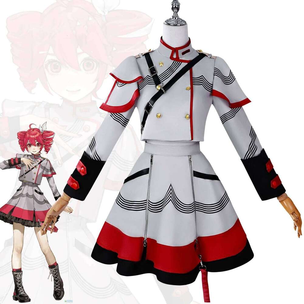 Cosplay Kasane Teto Cosplay Costume UTAU Style Red Uniform Twin Tails Wig Anime Character Outfit Halloween Party Dress for Women Girls