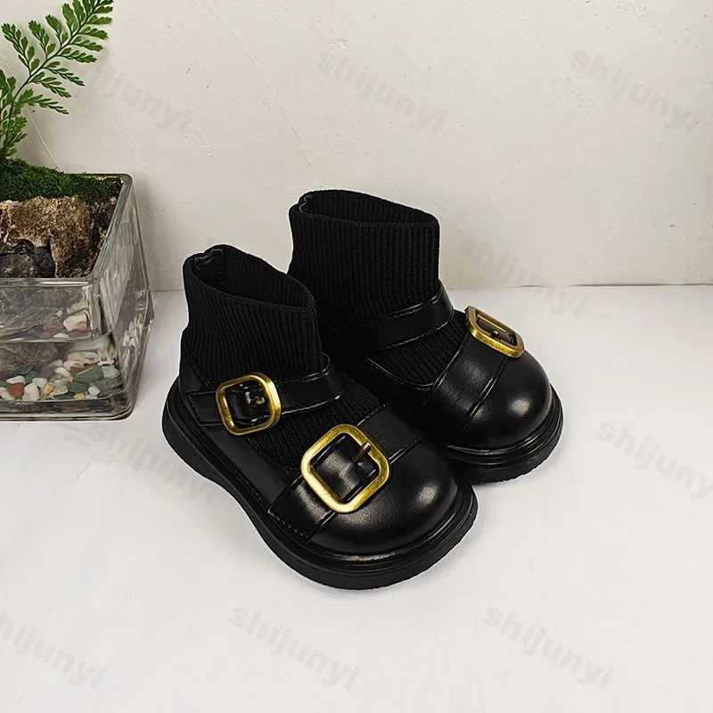 Girl Elastic Sock Boots 2025 Autumn Fashion Soft Sole Children Shoes Nonslip Versatile Princess Leather Shoes Kids Casual ShoesT251015