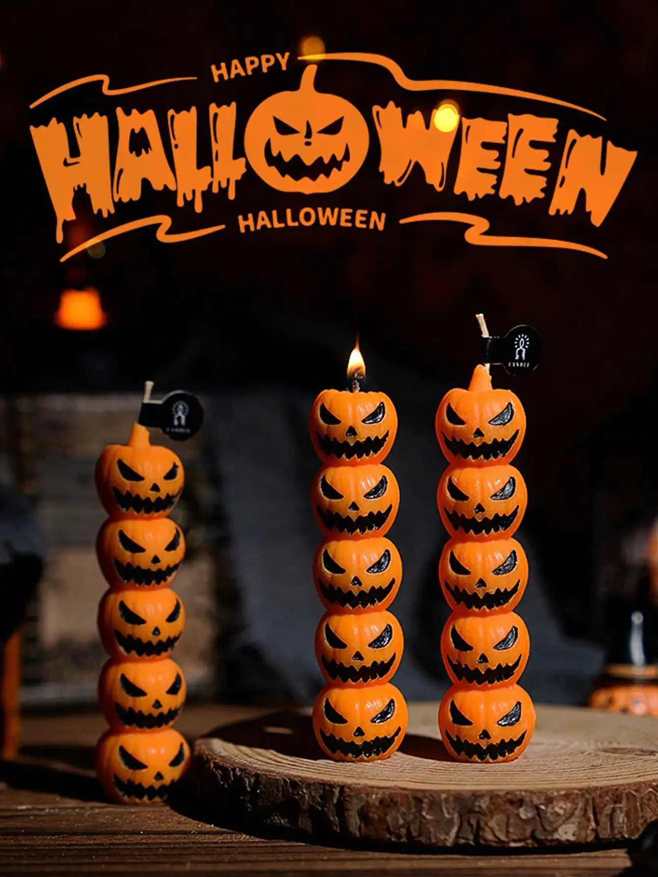 Halloween Candle Creative Finger Pumpkin Skull Assembly Long Stem Aromatherapy Candle For Halloween Gift and Home Decoration C251015