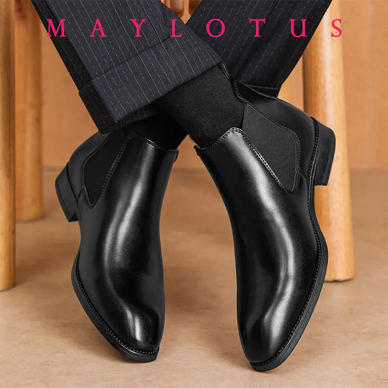 2025 Mens Chelsea Boots Retro Ankle Boot Handmade Leather High Top Casual for Men Classic Business Dress Botas 251014