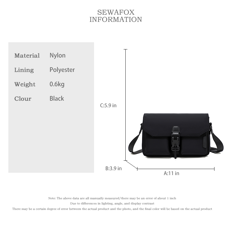 Sewafox Men Crossbody Bag Outdoor Leisure Shoulder Bag Lightweight and Portable Messenger Bag Adjustable Shoulder Strap Suitable for Everyday Carrying