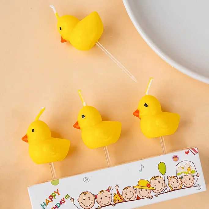 3pcsset Yellow Duck Candles Birthday Candles Creative Cute Birthday Decoration Candles Childrens Day Decorations C251015