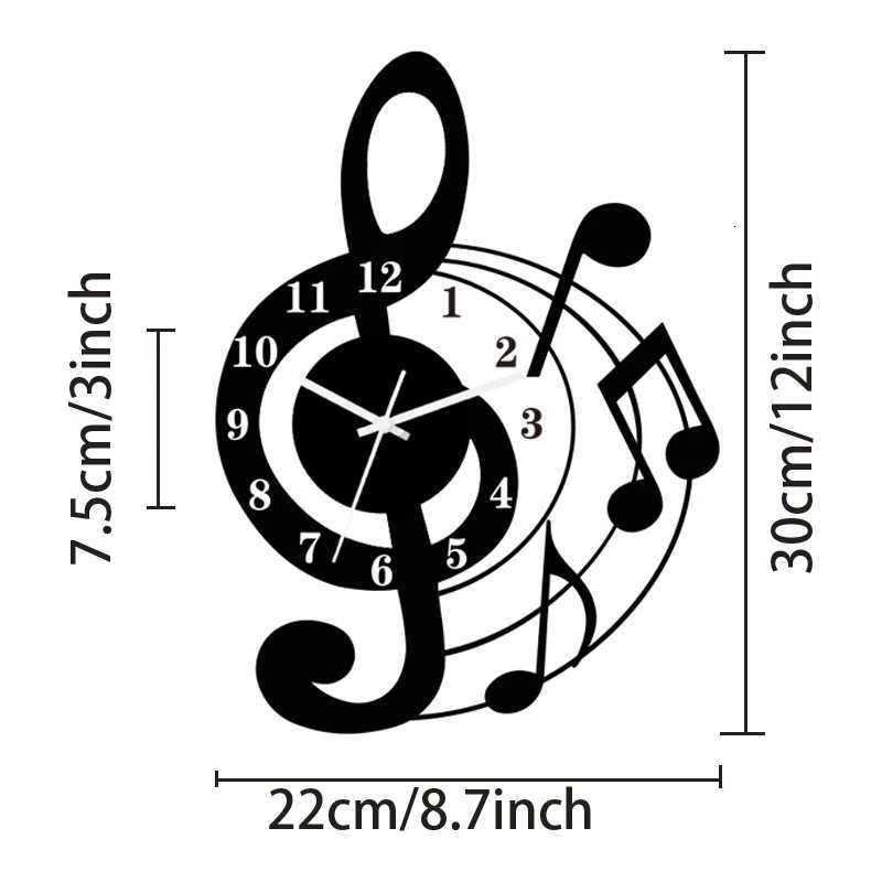 Music note wall clock acrylic mute wall clock is suitable for home living room bedroom room decoration wall clock C251015