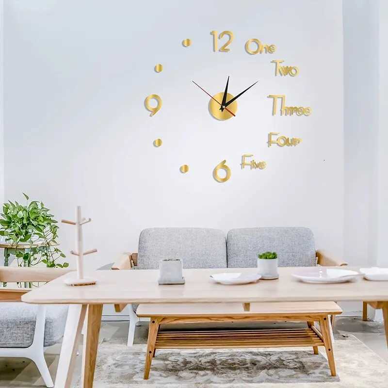 3D DIY Silent Wall Clock BlackGoldSilver PunchFree Wall Sticker Clock C251015