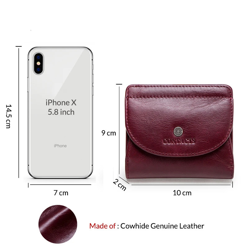 CONTACTS Genuine Leather Short Wallets for Women Fashion Card Holder Money Clip Coin Purse Female Mini Wallet Womens Bag 251014