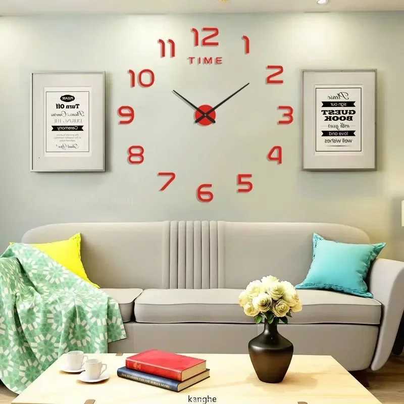 Modern Design Large Wall Clock 2D DIY Quartz Clock Fashion Watch Acrylic Mirror Stickers Living Room Home Decoration Decor C251015