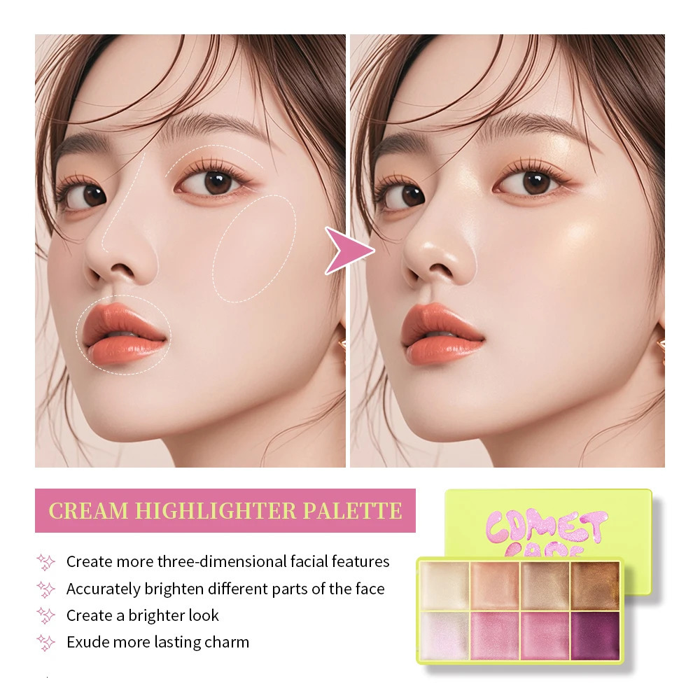 8Colors HighlightBrowBlush Palett Enhance Threedimensional Makeup Shimmer Waterproof Tool Cosmetic 251013