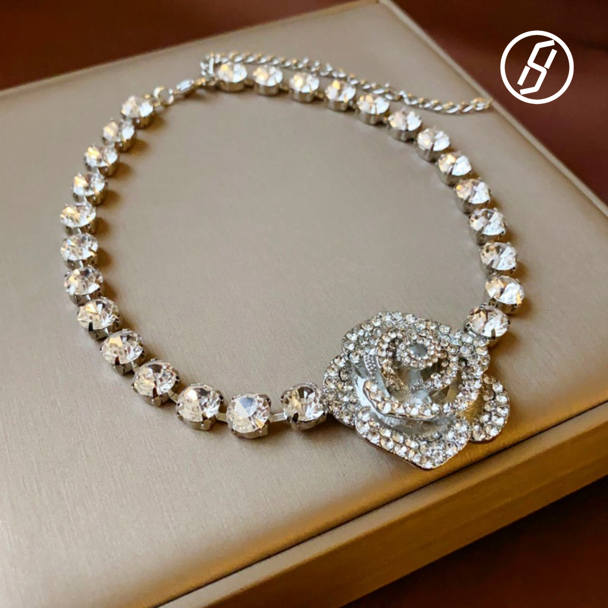 Luxury Diamond Flower Tassel Pin Earrings Camellia Set Wedding Gifts for Women Banquet Original Jewelry Necklace Wholesale Z260313