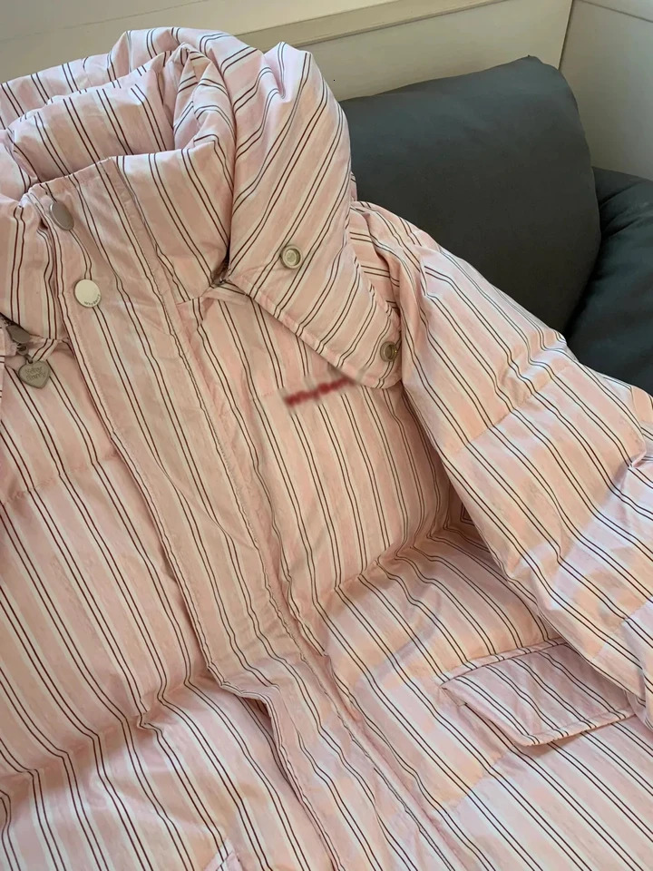 Korea Striped Hooded Cotton Coats Winter Streetwear Fashion Parkas Thick Causal Casaco Tops Loose Wom 251011