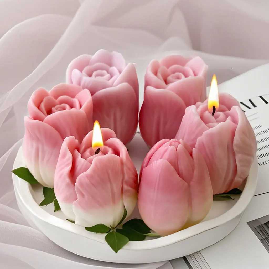 Tulip Candle Holder Silicone Mold for Candles and Diffuser Stones DIY Flower Shaped Resin Craft Kit Wedding Favor Gift Deco Supp C251015