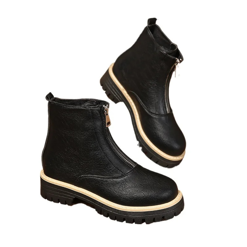 Fashion British Style Woman Winter Thick Soled Womens Ankle Boot Comfort Non Slip Midsole Boots Botas Mujer 251010