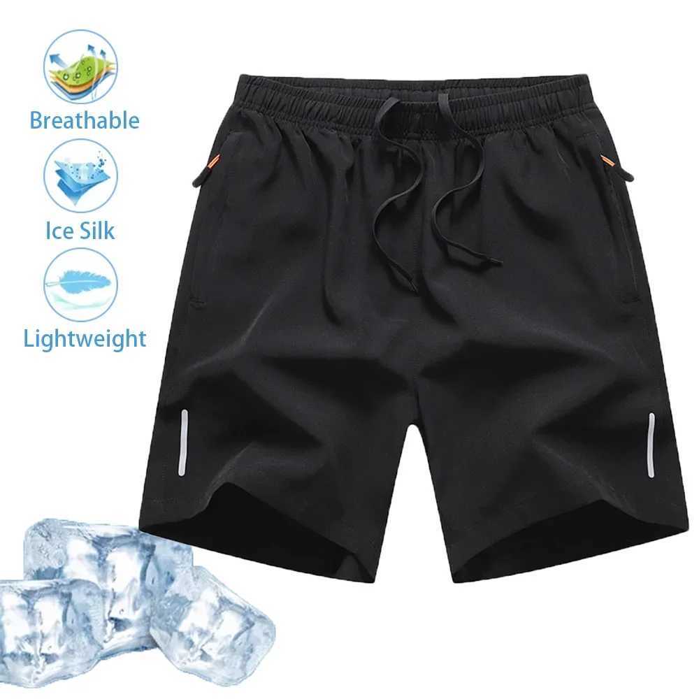 Mens Sports Casual Shorts Summer Ice Silk Short Pants Men Lightweight Breathable Reflective Stripes Short PantsT251015