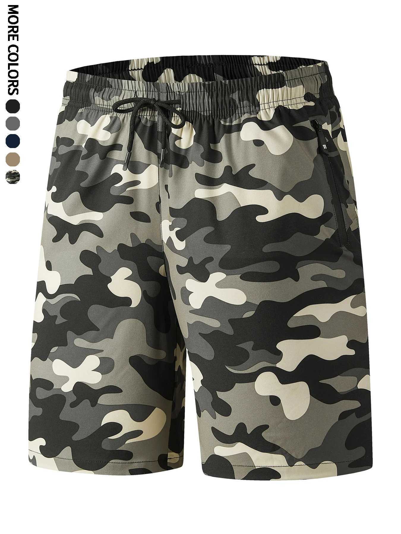 Mens Summer Drawstring Quick Dry Shorts For RunningBreathable With Zipper PocketsFitness Training7022T251015