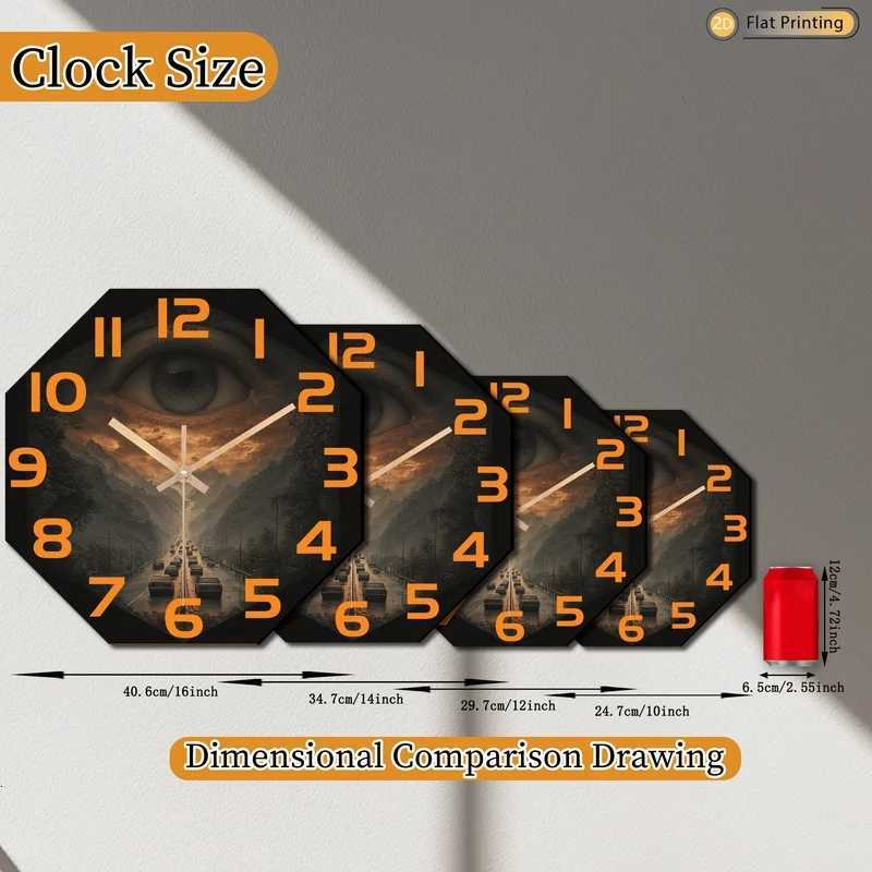 1pc Rich in Eye Mountain Roadscape Octagonal Wall Clock for Living Room and Office Ideal Christmas and New Year Gifts C251015