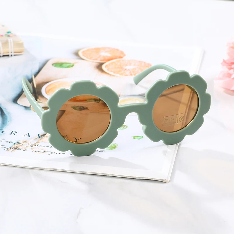 Vintage Cute Kids Girl Sunglasses Child Sun Round Flower Baby Children UV400 Sunglass Girls Boys Fashion Glasses Z260305